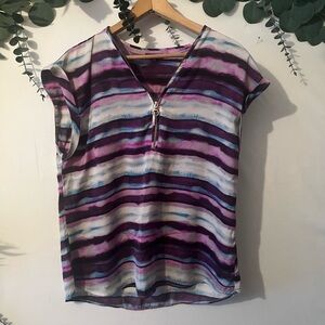 Dynamite Multicolor Striped Blouse with Zipper